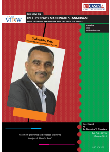 IIM Lucknow’s Manjunath Shanmugam: Purpose-Driven Personality and the Value of Values - Interview with Sudhanshu Vats 